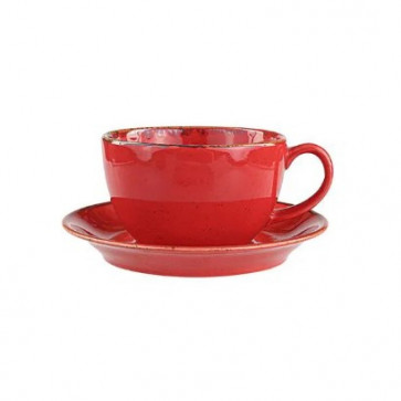 Набор для чая чашка 320мл+блюдце 15см Porland 222134/R красный фарфор-2