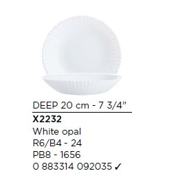 Тарелка глубокая Bloom White 20см Luminarc X2232