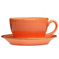 Набор для чая чашка 370мл+блюдце 15см Porland 222134/O оранжевый фарфор