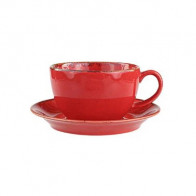 Набор для чая чашка 370мл+блюдце 15см Porland 222134/R-6 красный фарфор