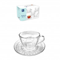 Набор чашек стеклянных 230мл с блюдцами 14см 6шт Bellevue Helios 5052