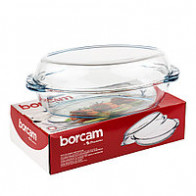  Кастрюля овальная с крышкой Borcam 34х19х9см стеклянная Pasabahce 59072