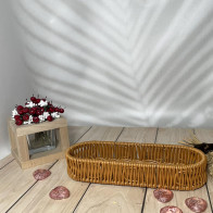 Корзина для столовых приборов тёмно-коричневая овальная 24х9х4см Helios 7305