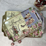 Поднос прямоугольный с ручками Десертный 33х21,5мм Helios 7390 пластик