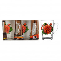 Набор кружек Капучино декор цветы 300мл 2шт Helios 8238/1334
