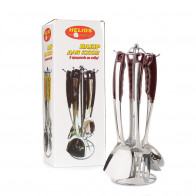 Набор шумовок на стойке (ручка коричневая) 6шт Helios 7605