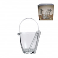 Ведро для льда 800мл с щипцами Плейн Айс BT001 стеклянное