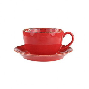 Набор для чая чашка 320мл+блюдце 15см Porland 222134/R красный фарфор-2