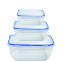 Набор герметичных прямоугольных контейнеров с цветными крышками 3 шт 400/800/1400мл 94071-1