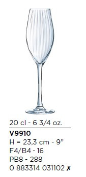 Набор бокалов для шампанского Serena Lines 200мл 4шт Luminarc V9910