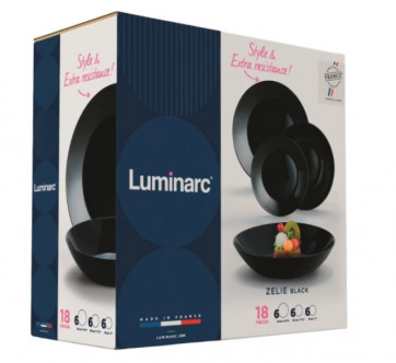 Сервіз столовий Zelie Black 18 предметів Luminarc V3894 чорний