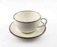 Набір для чаю чашка 370мл+блюдце 15см Porland 222134/B-6 бежевий фарфор