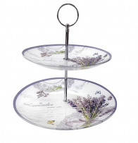 Фруктівниця 2 яруси ф20см+ф25,5см Classic 5264 декорована скляна