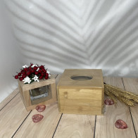 Диспенсер-серветниця бамбукова з кришкою Helios 7330