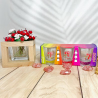 Набір чарок Dora декор Квіти 45мл 6шт Helios 8242